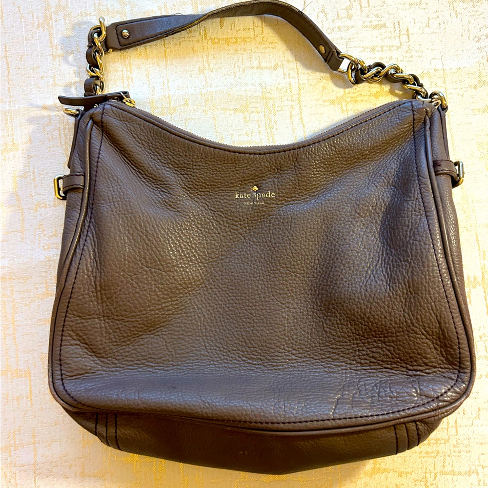 Grey Kate Spade Purse with Gold detail